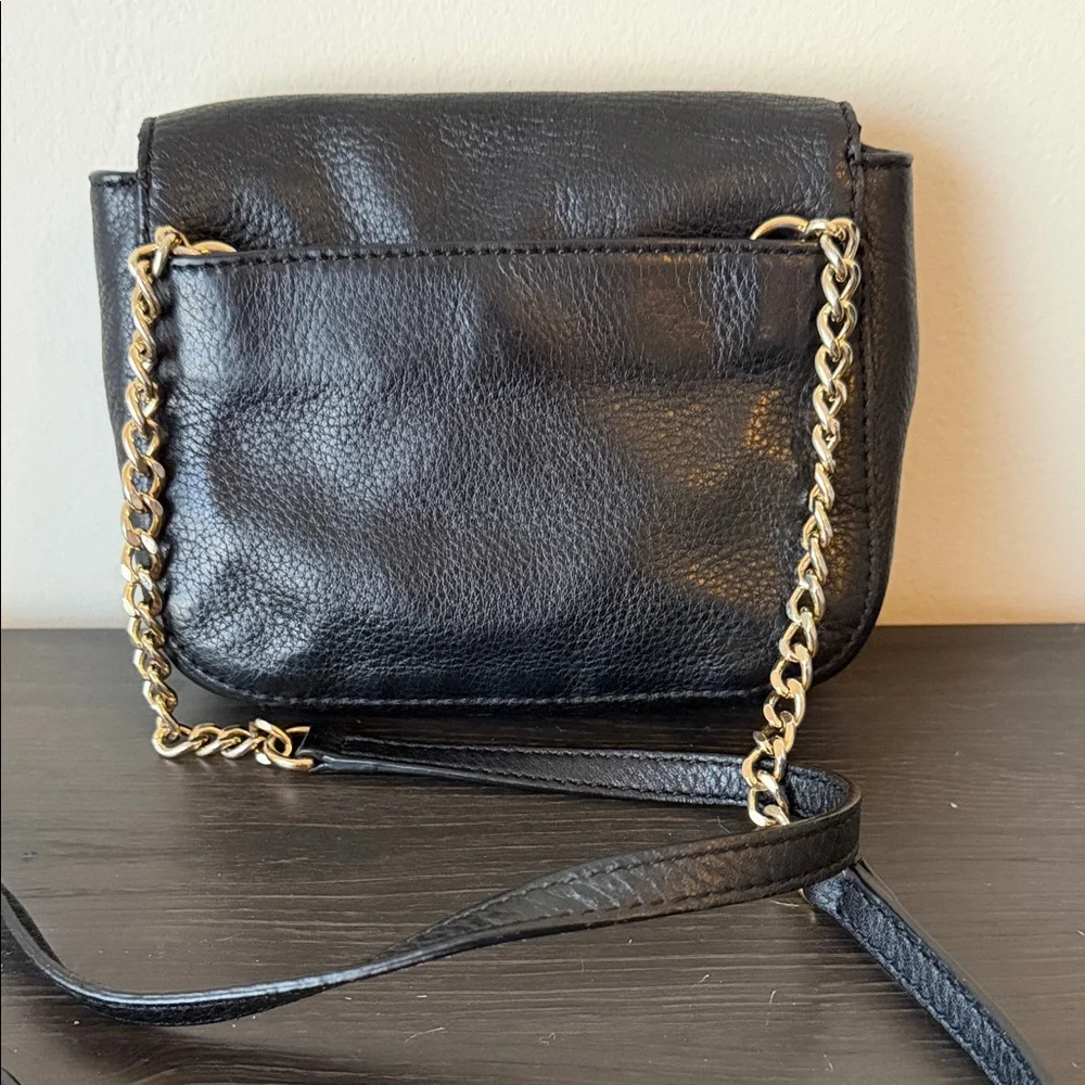Michael Kors Black Pebbled Leather Crossbody Bag with Gold Accents - Picture 4 of 5